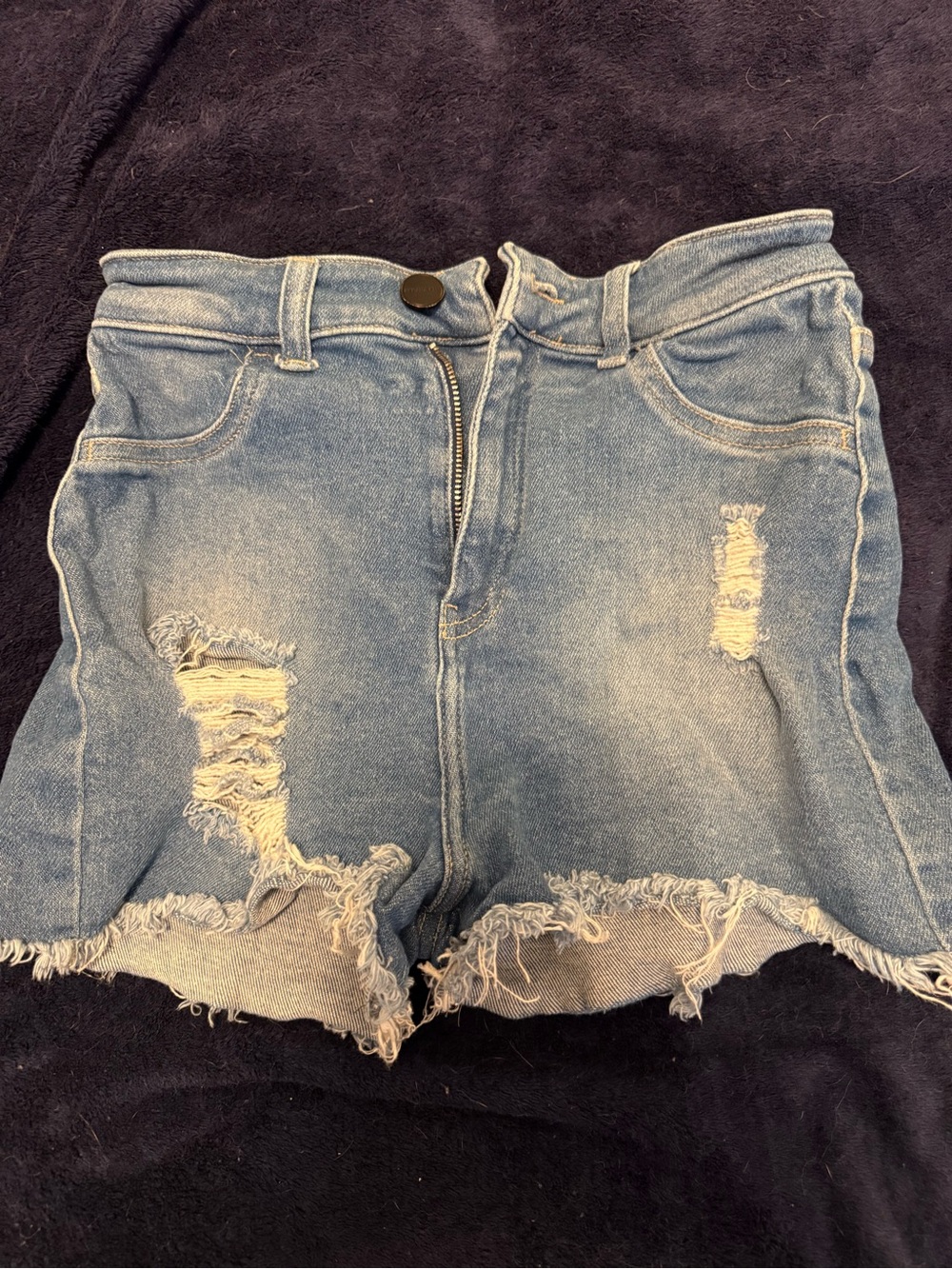 FITJEANS Distressed Light Blue Denim Shorts